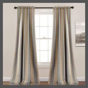 Lush Decor - Set of 2 (108"x52") Julia Striped Light Filtering  Gray